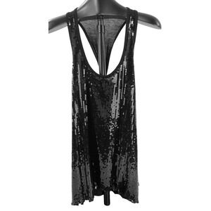 Pathway Sequin Tank Top Women's M Black Shirt Blouse Tunic Top Festive Sexy Cami
